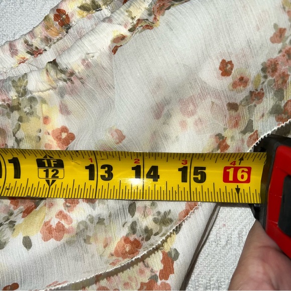 Abercrombie Floral Off Shoulder Bodysuit Tie Front Boho Peasant Top Western - Picture 8 of 9